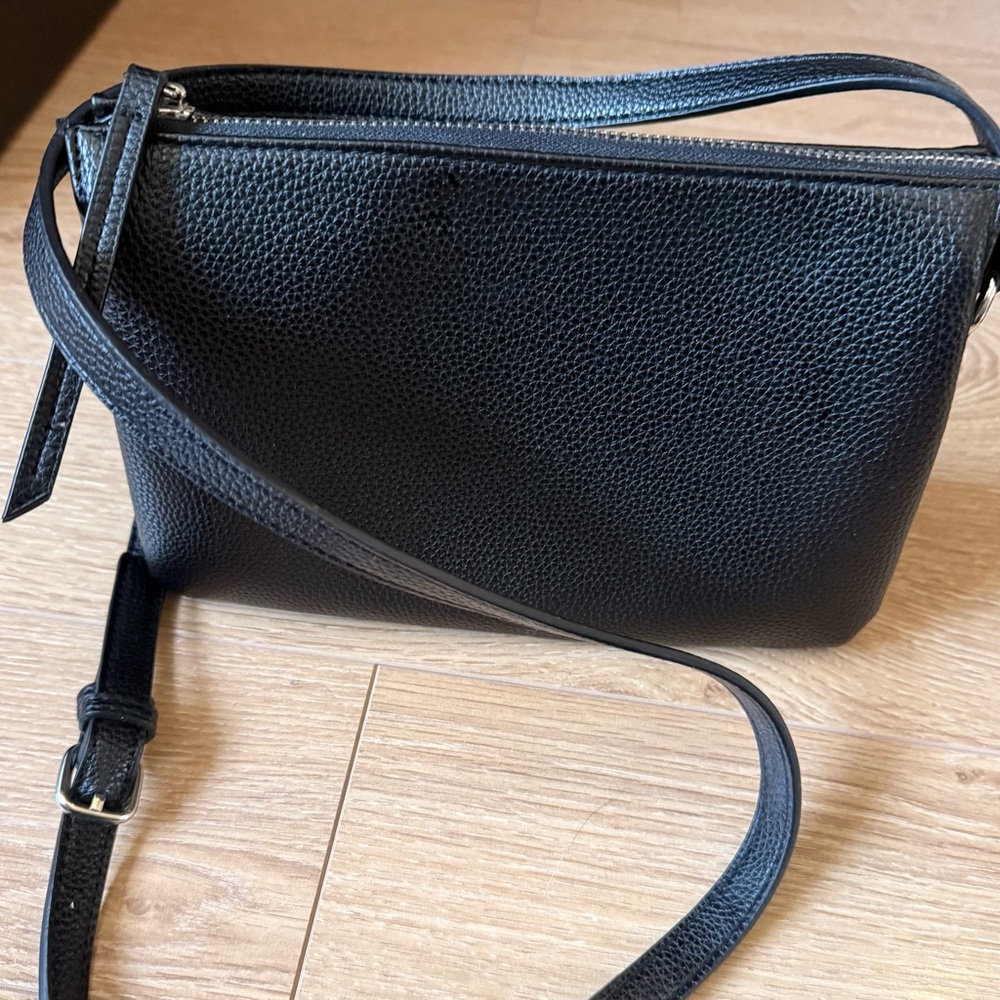 SIMONS Elegant Black Faux Leather Crossbody Bag
